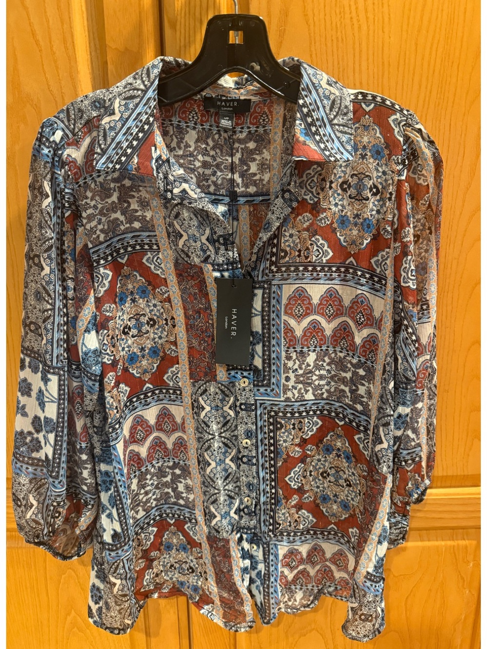 HAVER LONDON Chiffon Floral Button Down Blouse - 2 Ways Untied Tied Size Small